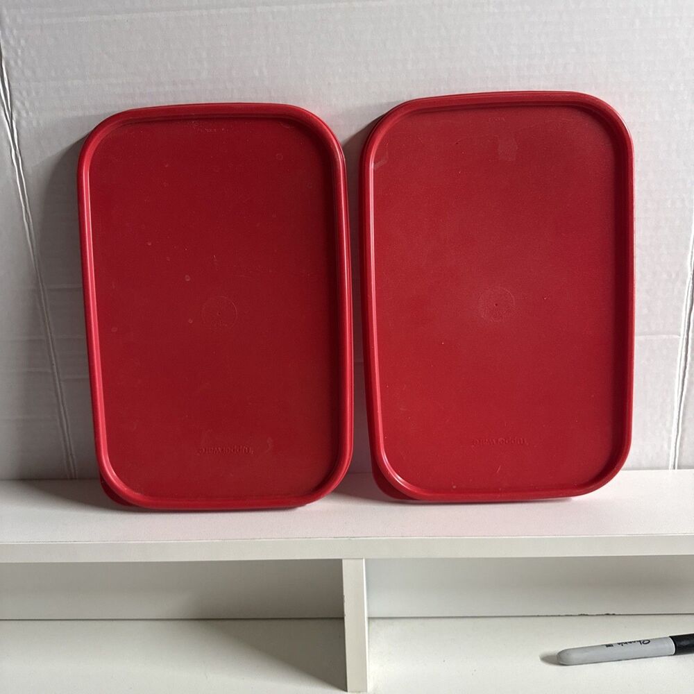 Set of 2 Vintage Tupperware Modular Mates Replacement Lids/Seals – Red